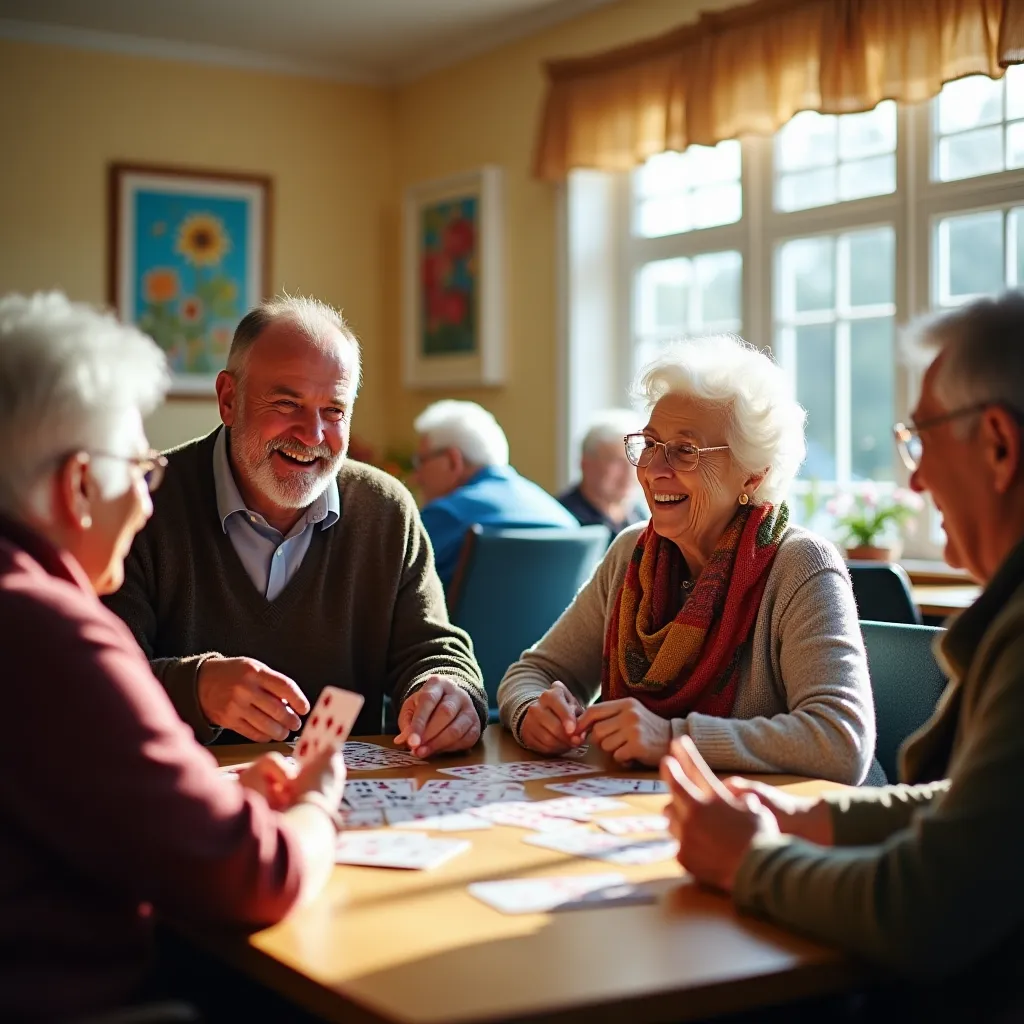 Przytulna jadalnia, w której serwowane są zdrowe posiłki dla mieszkańców.